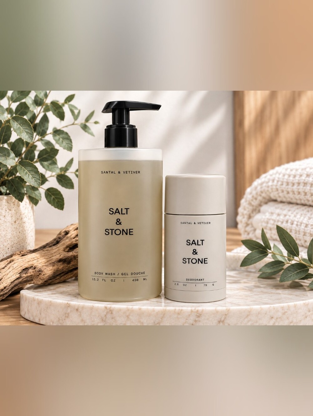 Salt & Stone Santal & Vetiver Body Wash & Deodorant Set